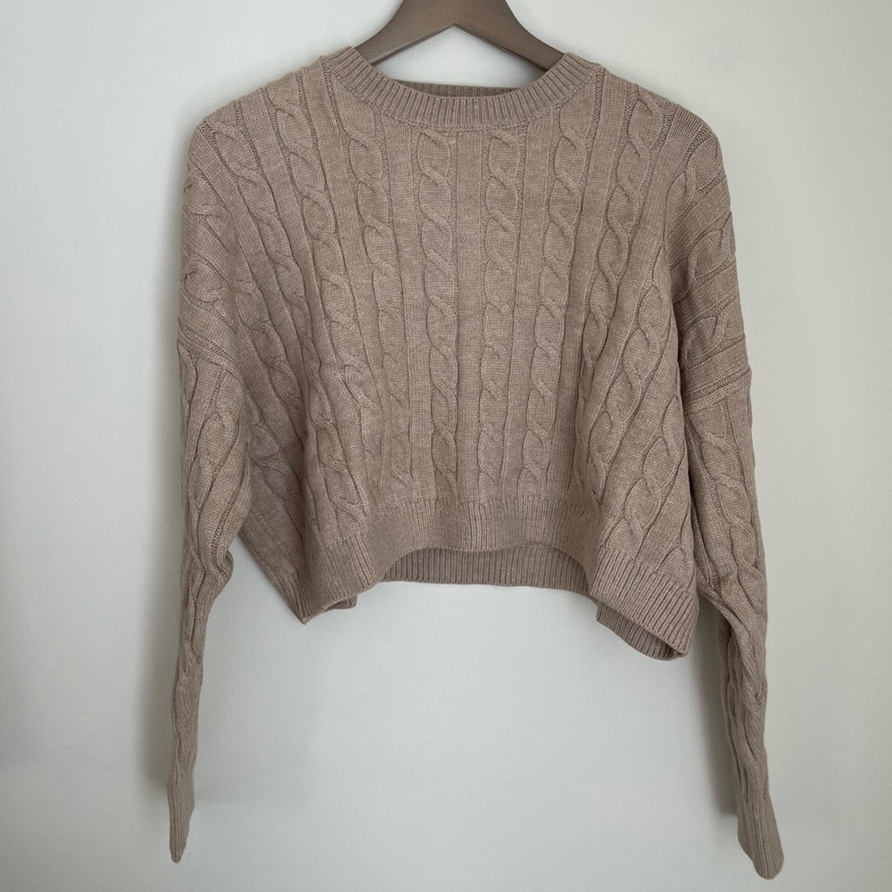 SHEIN cable knit cropped sweater NEW IN BAG. S